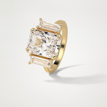 Radiant Three Stones Lab Grown Diamond Engagement Ring