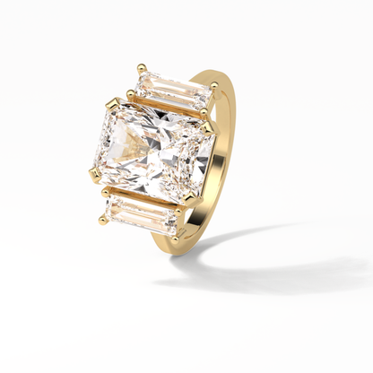 Radiant Three Stones Lab Grown Diamond Engagement Ring