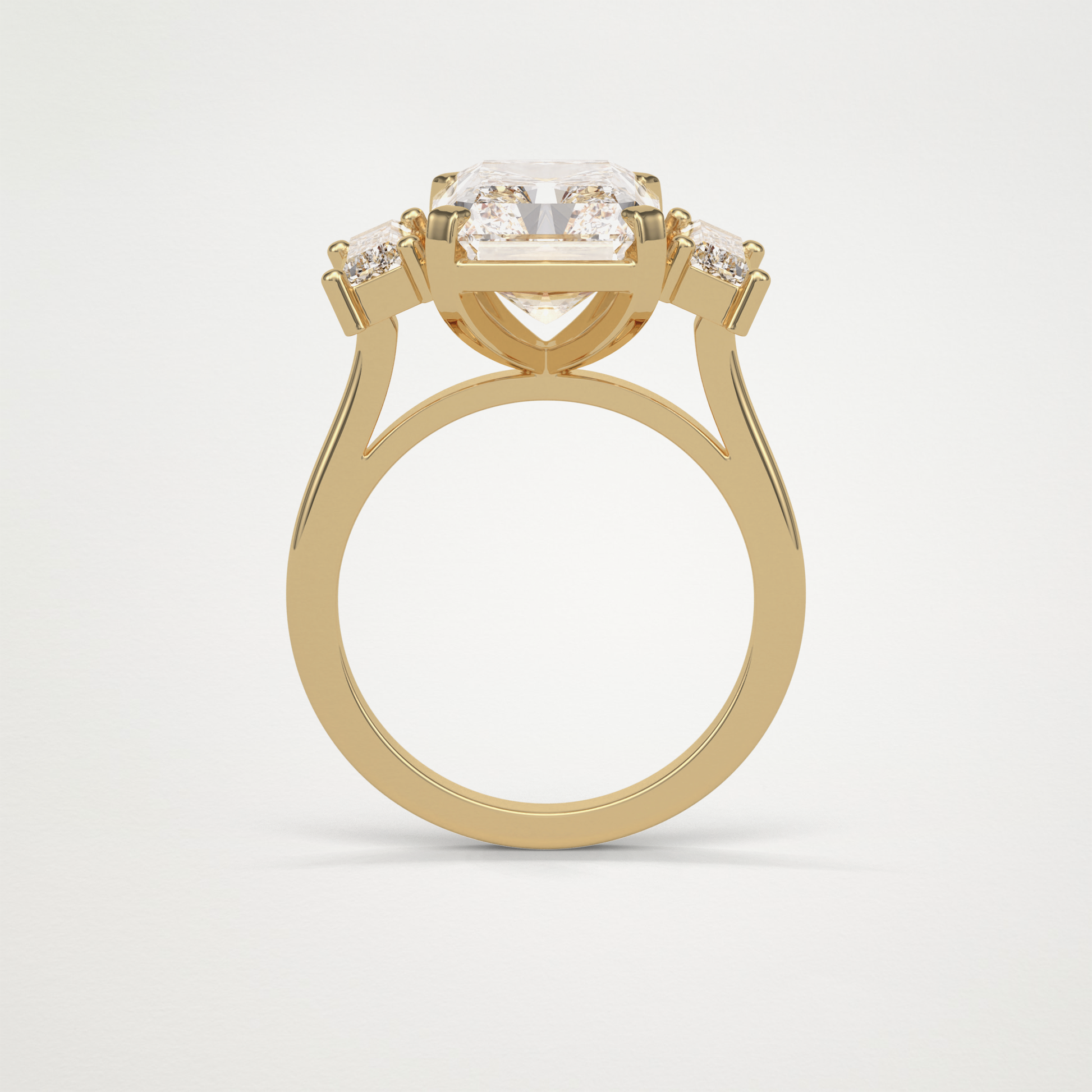 Radiant Three Stones Lab Grown Diamond Engagement Ring