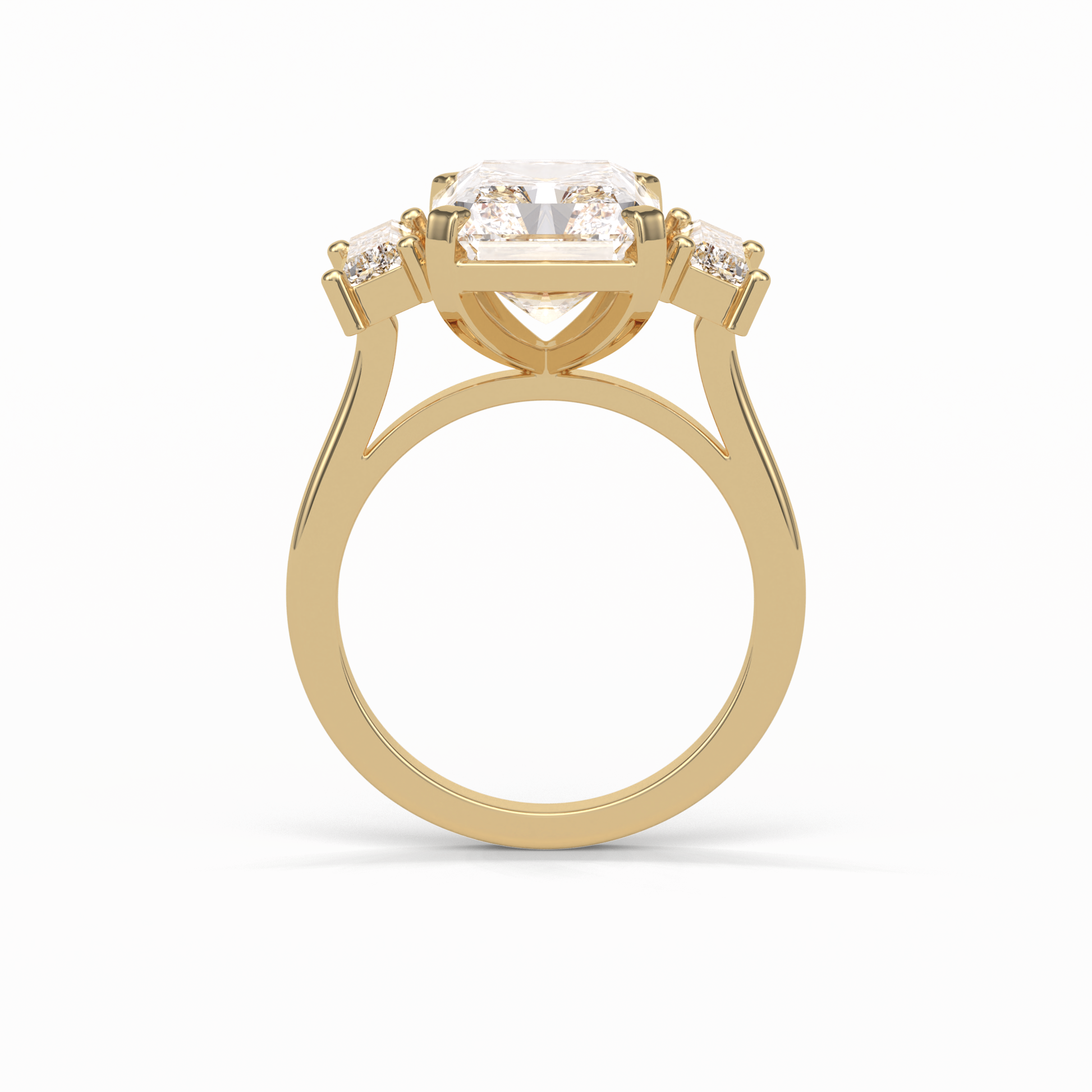 Radiant Three Stones Lab Grown Diamond Engagement Ring