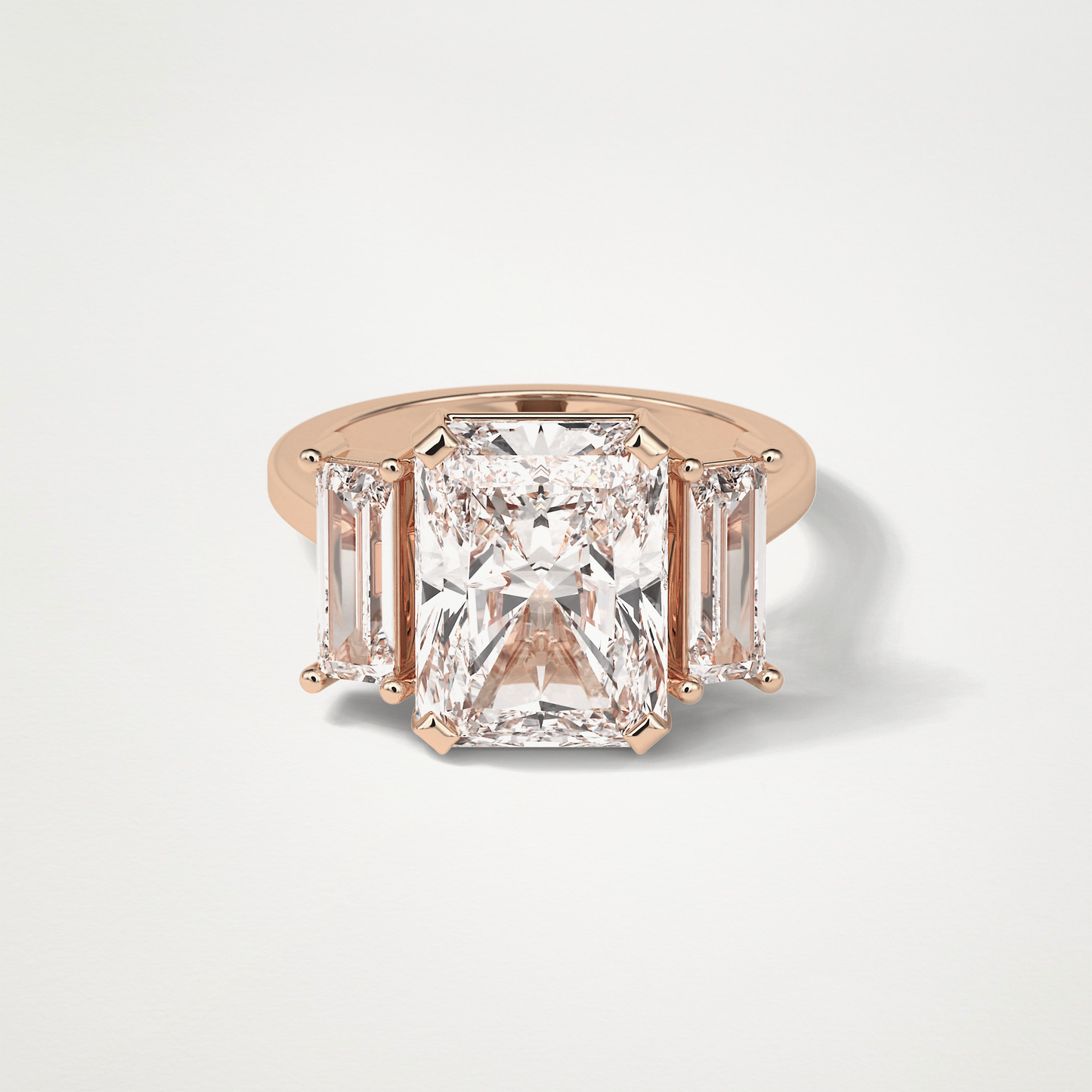 Radiant Three Stones Lab Grown Diamond Engagement Ring