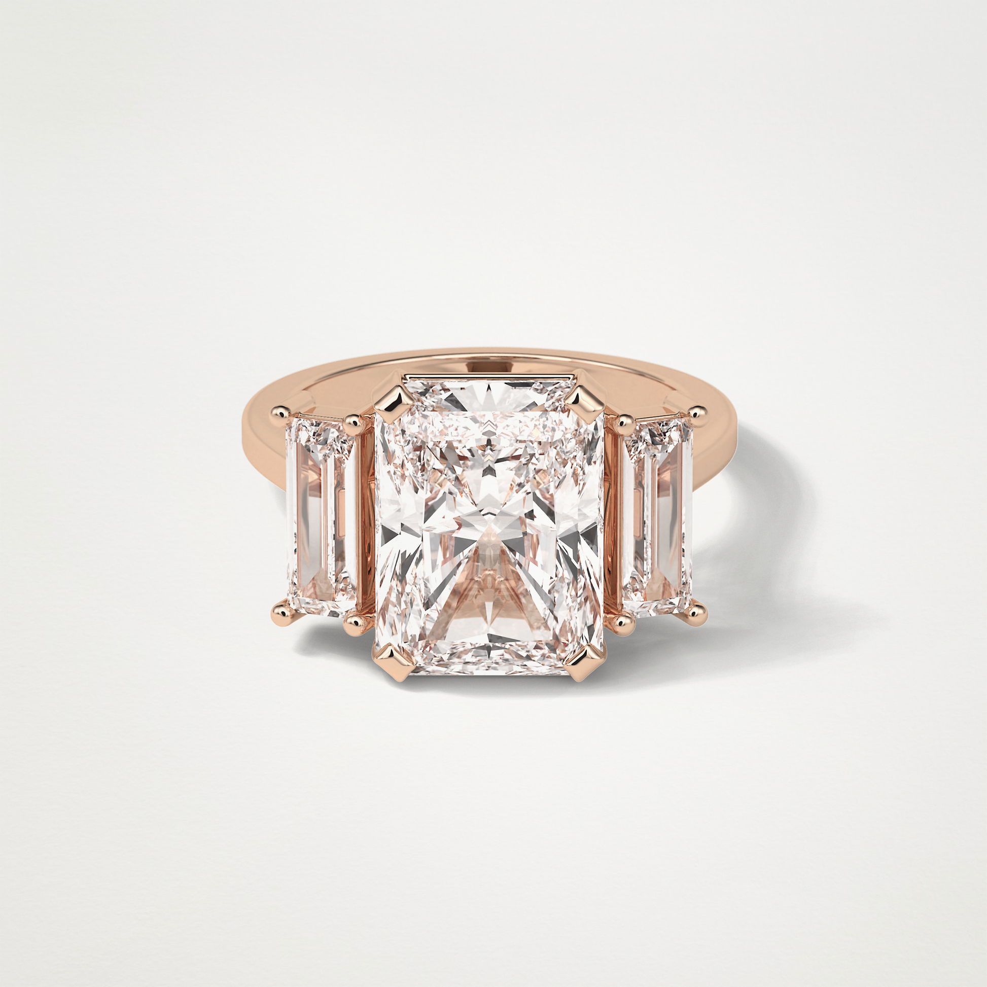 Radiant Three Stones Lab Grown Diamond Engagement Ring