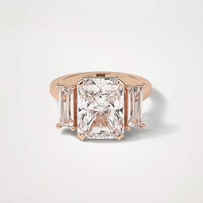 Radiant Three Stones Lab Grown Diamond Engagement Ring