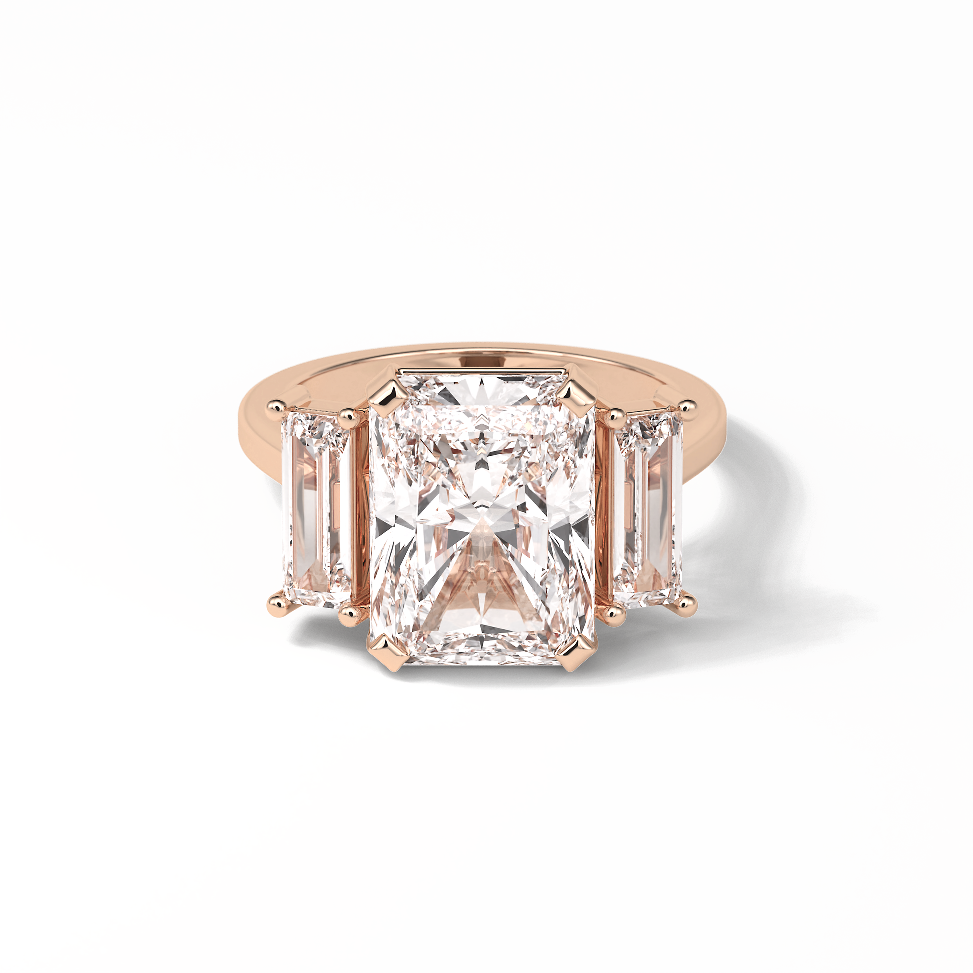 Radiant Three Stones Lab Grown Diamond Engagement Ring