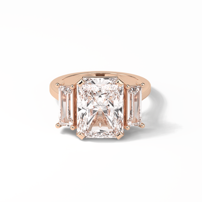 Radiant Three Stones Lab Grown Diamond Engagement Ring