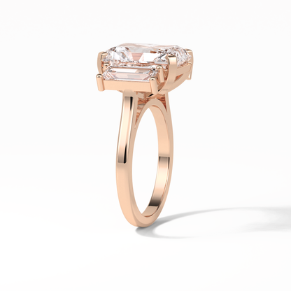 Radiant Three Stones Lab Grown Diamond Engagement Ring