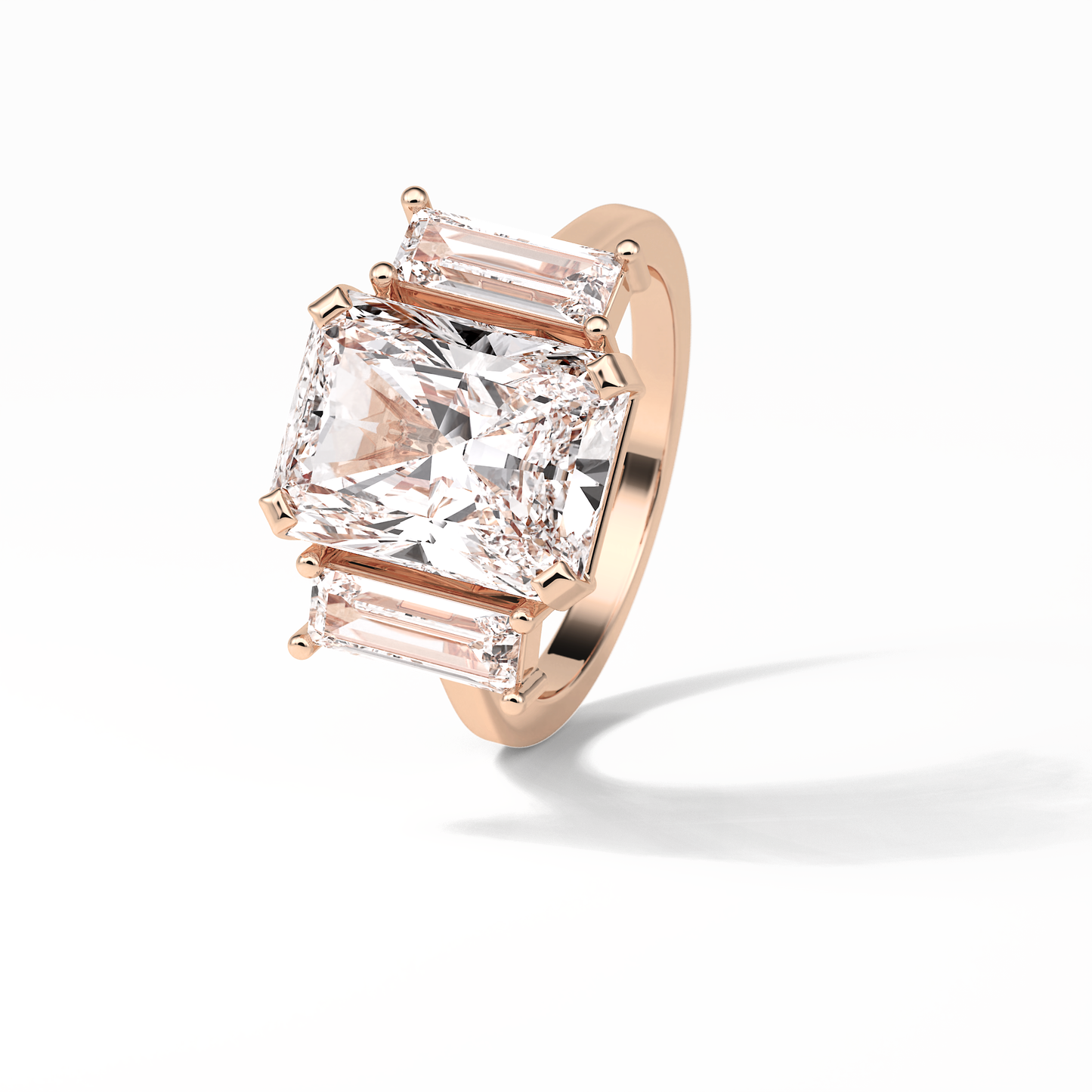 Radiant Three Stones Lab Grown Diamond Engagement Ring