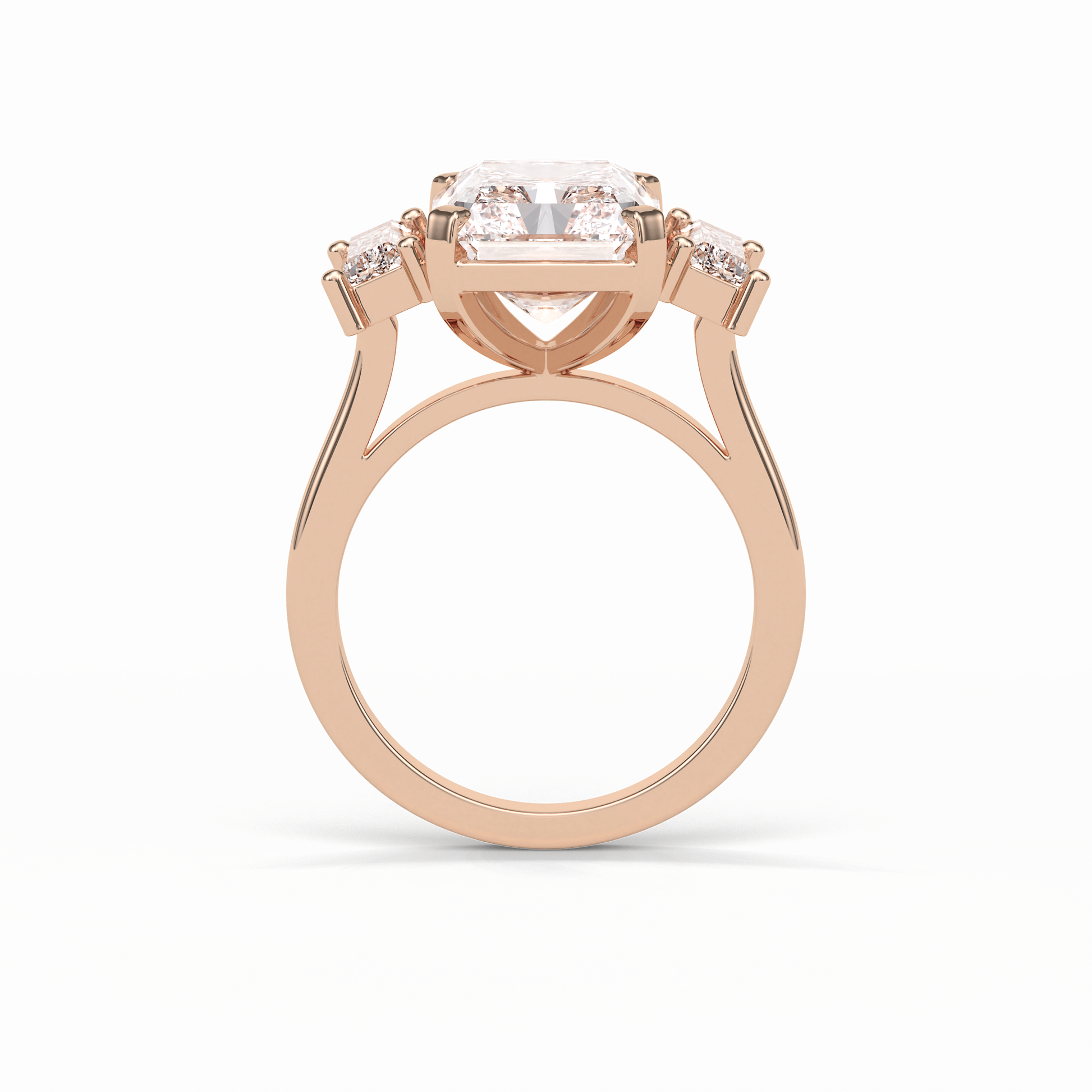 Radiant Three Stones Lab Grown Diamond Engagement Ring