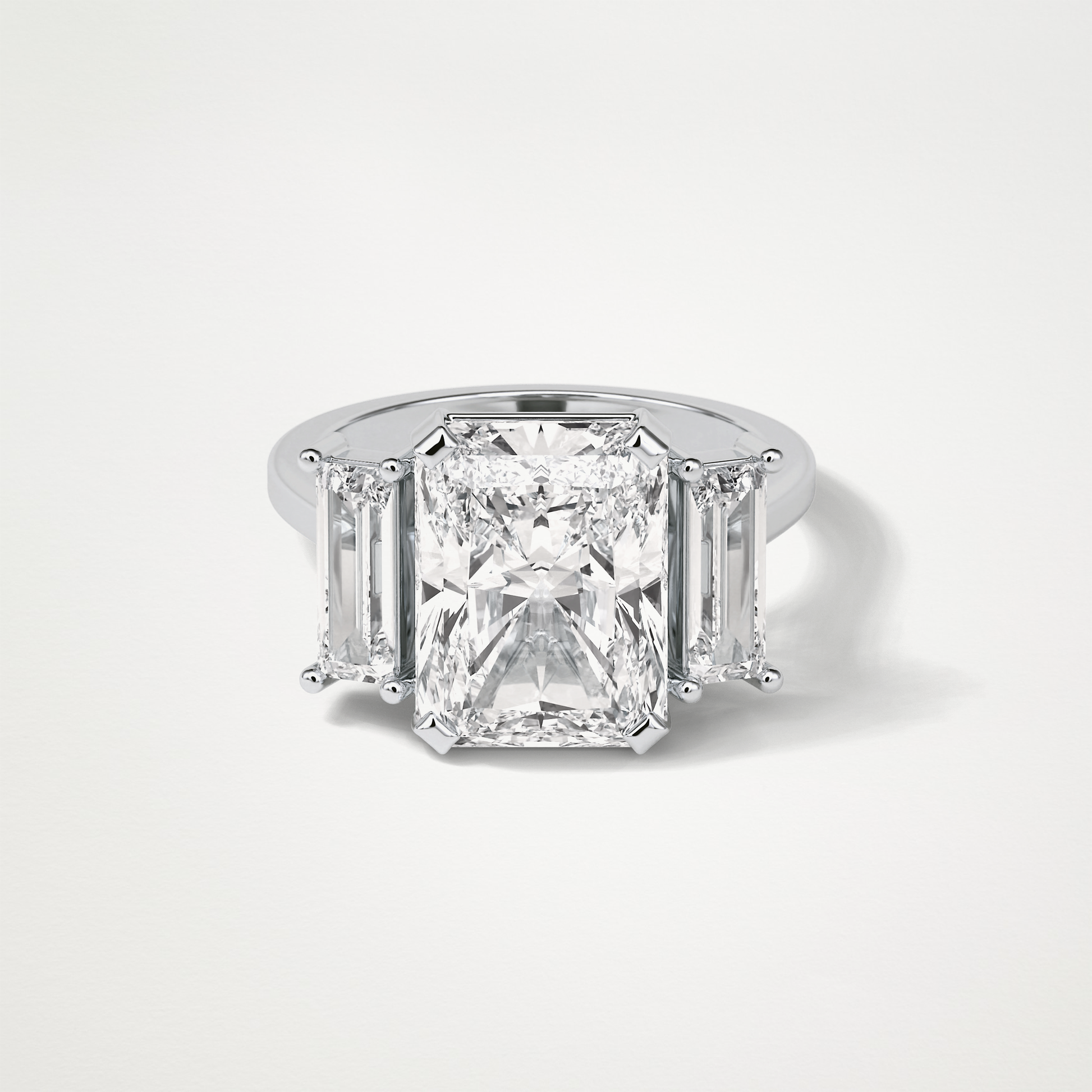 Radiant Three Stones Lab Grown Diamond Engagement Ring