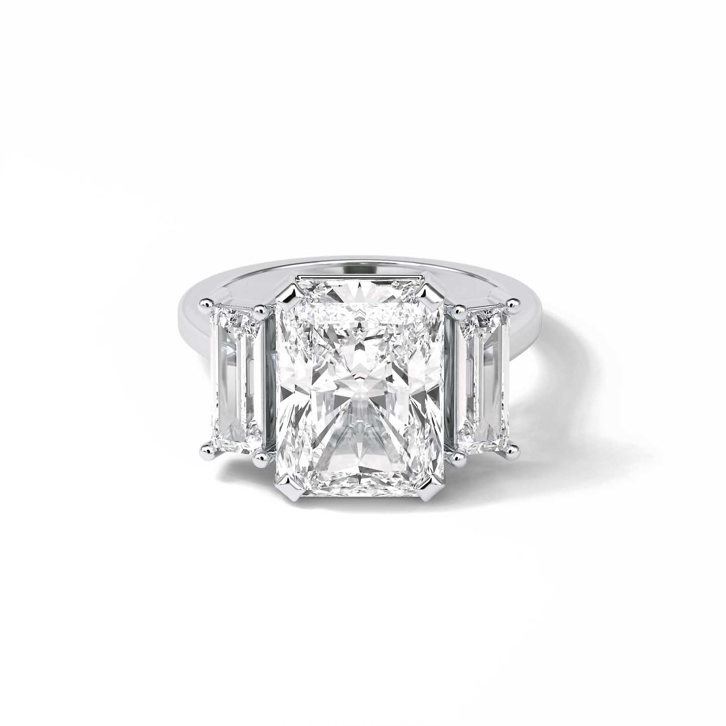 Radiant Three Stones Lab Grown Diamond Engagement Ring