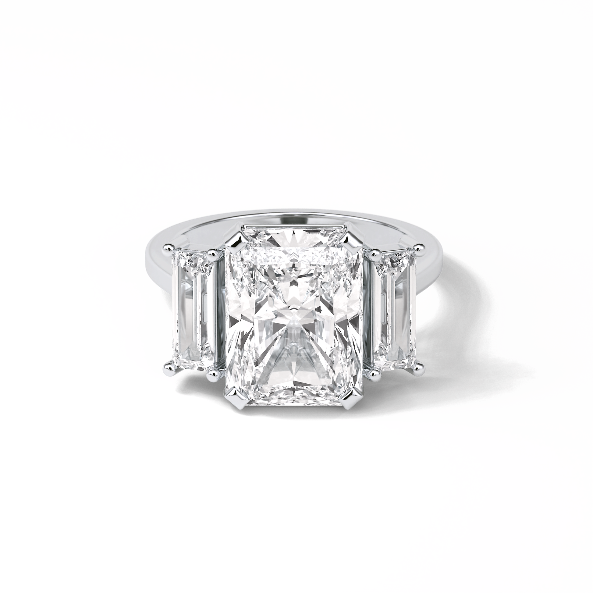 Radiant Three Stones Lab Grown Diamond Engagement Ring