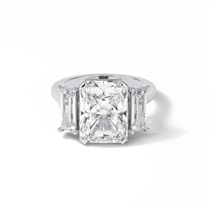 Radiant Three Stones Lab Grown Diamond Engagement Ring