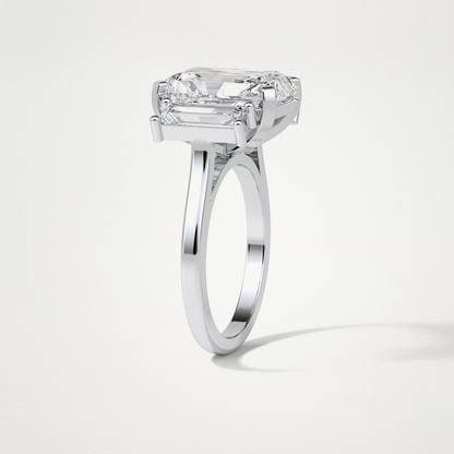 Radiant Three Stones Lab Grown Diamond Engagement Ring