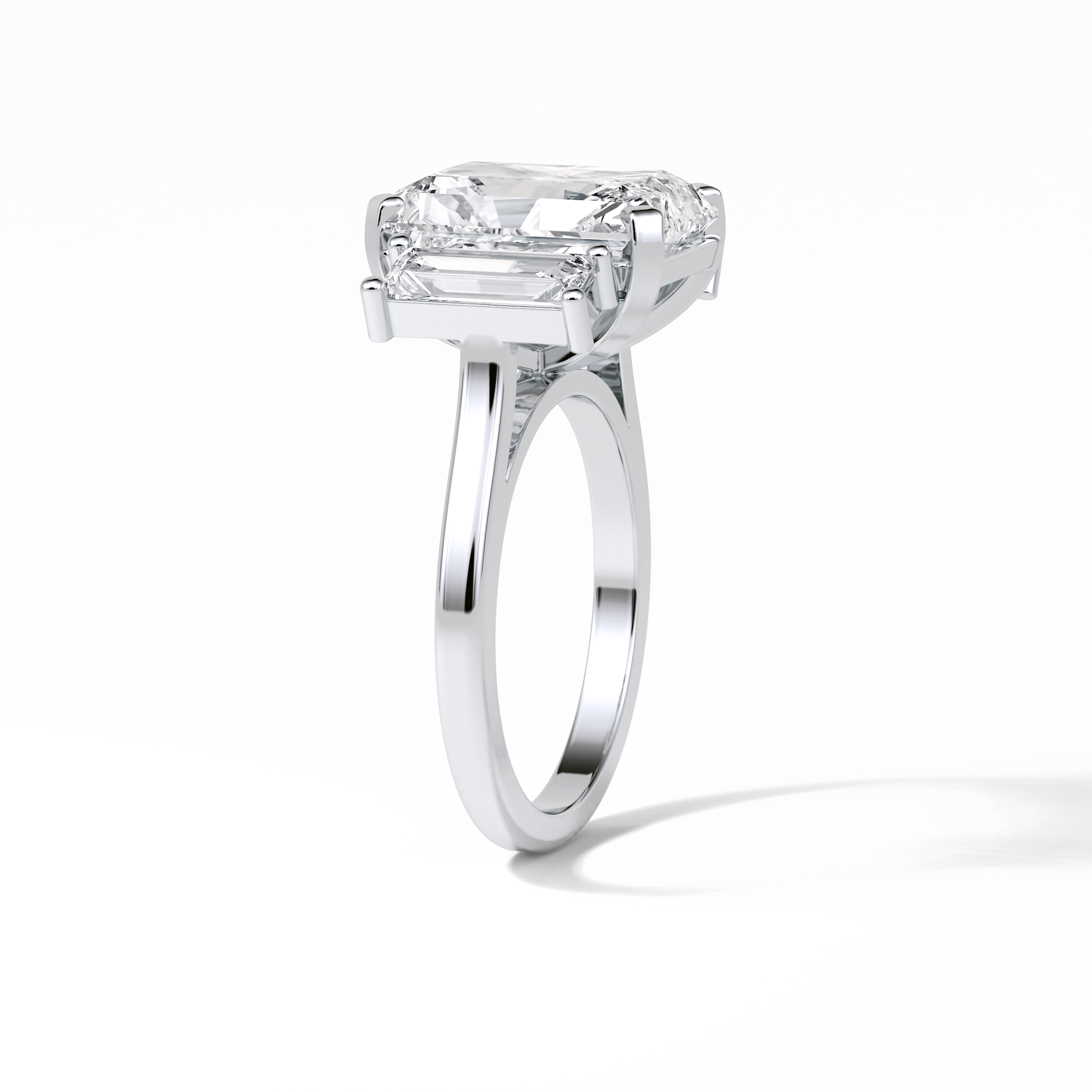 Radiant Three Stones Lab Grown Diamond Engagement Ring