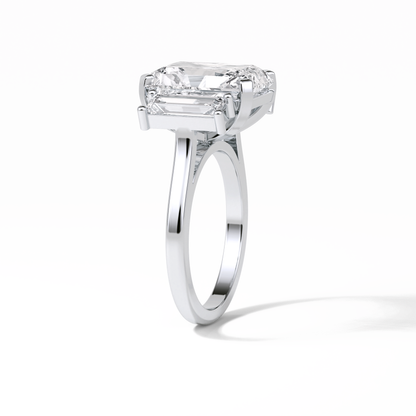 Radiant Three Stones Lab Grown Diamond Engagement Ring
