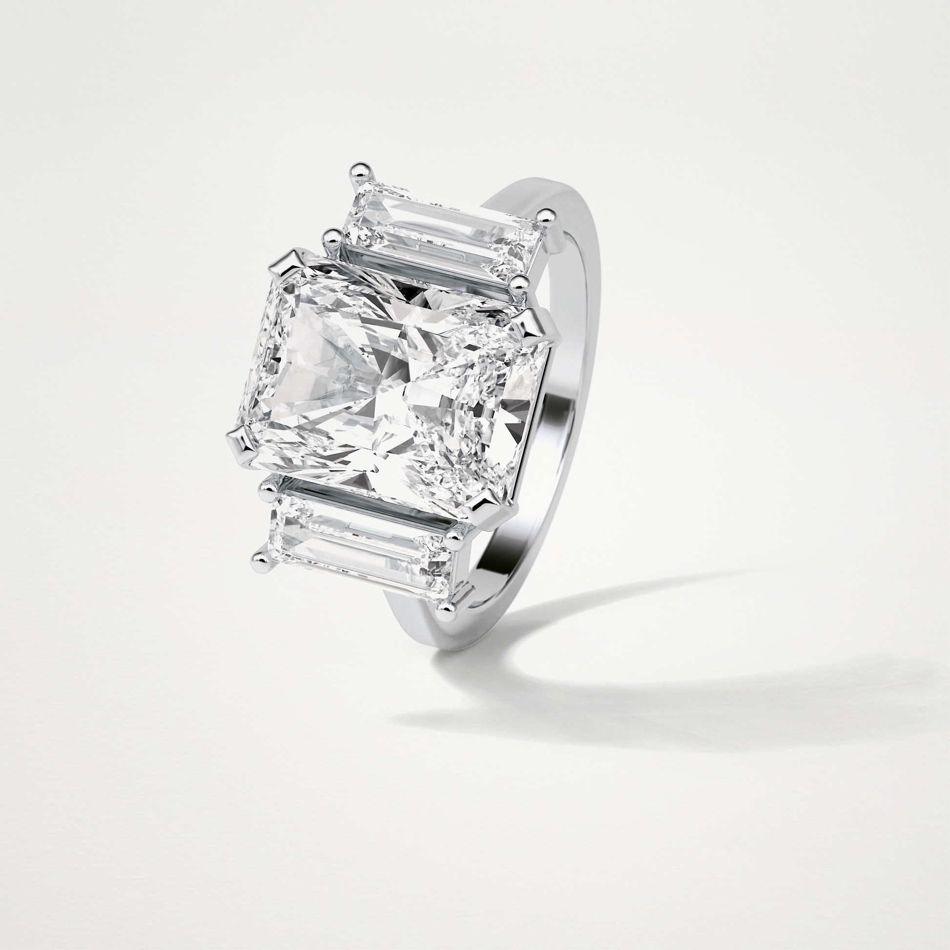 Radiant Three Stones Lab Grown Diamond Engagement Ring