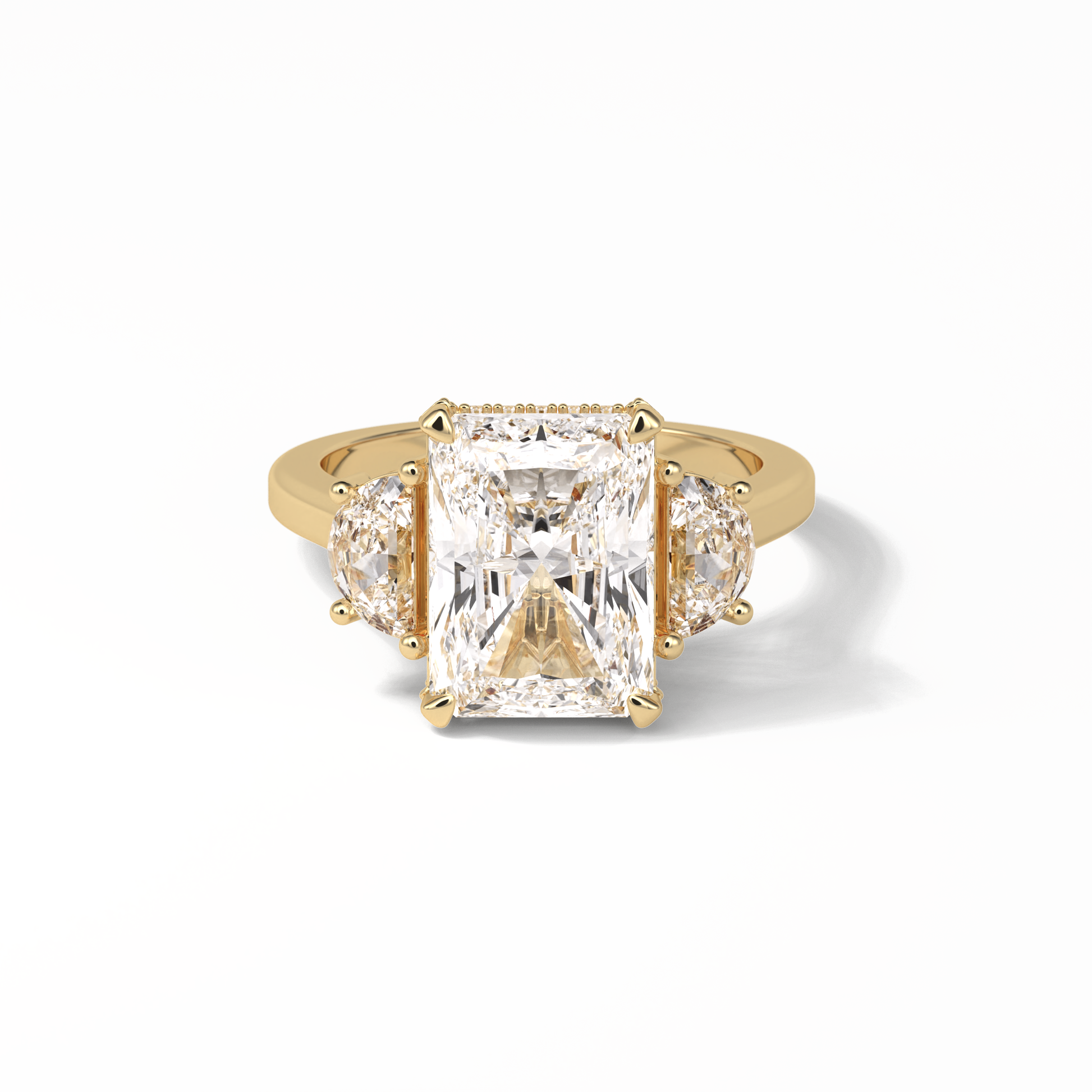 Radiant Three Stones Lab Grown Diamond Engagement Ring