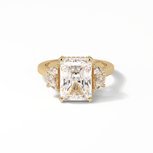 Radiant Three Stones Lab Grown Diamond Engagement Ring