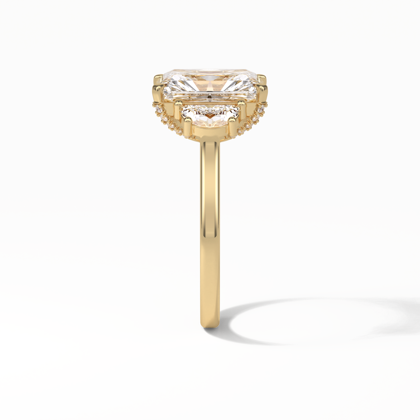 Radiant Three Stones Lab Grown Diamond Engagement Ring