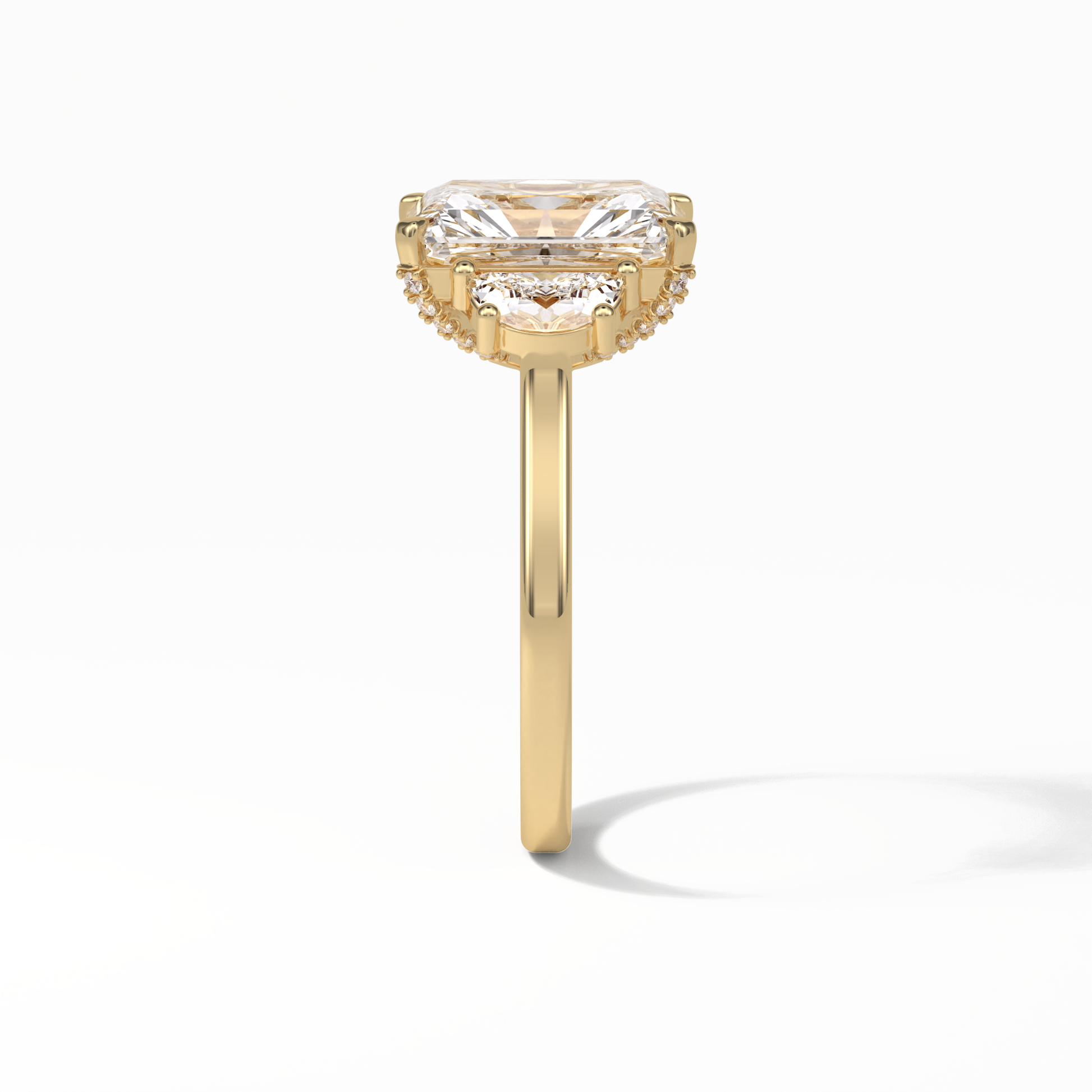 Radiant Three Stones Lab Grown Diamond Engagement Ring