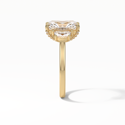 Radiant Three Stones Lab Grown Diamond Engagement Ring