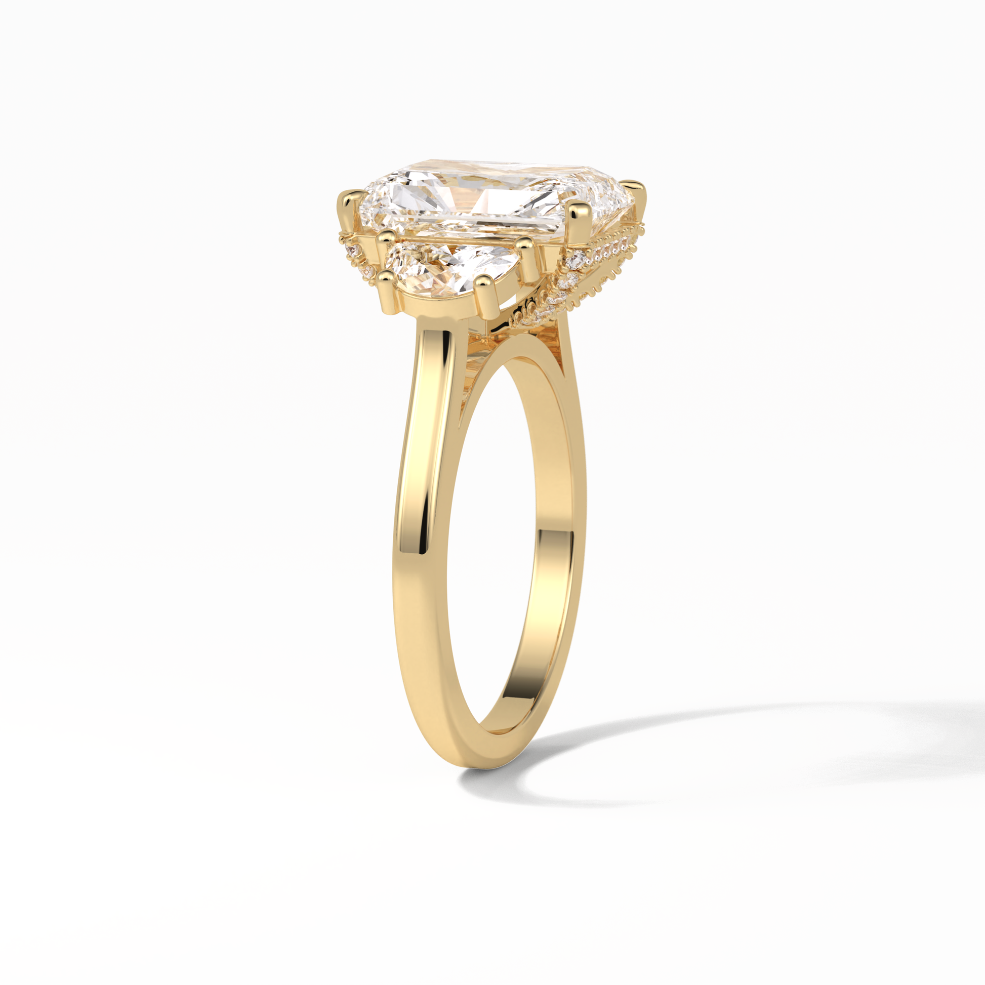 Radiant Three Stones Lab Grown Diamond Engagement Ring