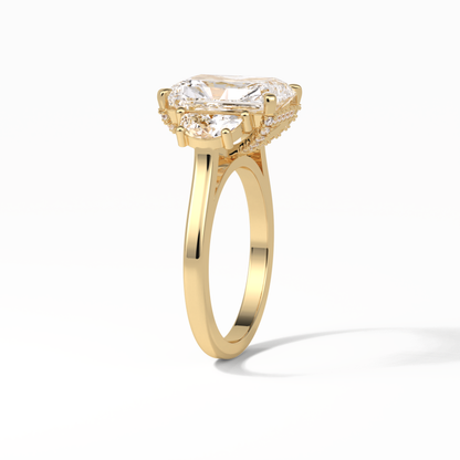Radiant Three Stones Lab Grown Diamond Engagement Ring