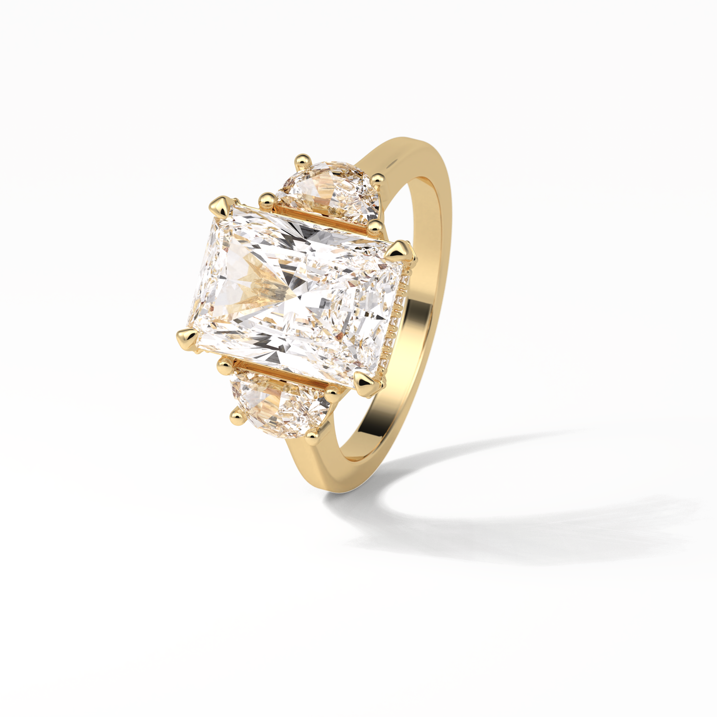Radiant Three Stones Lab Grown Diamond Engagement Ring