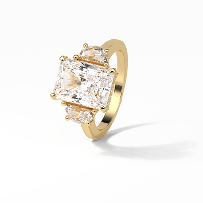 Radiant Three Stones Lab Grown Diamond Engagement Ring
