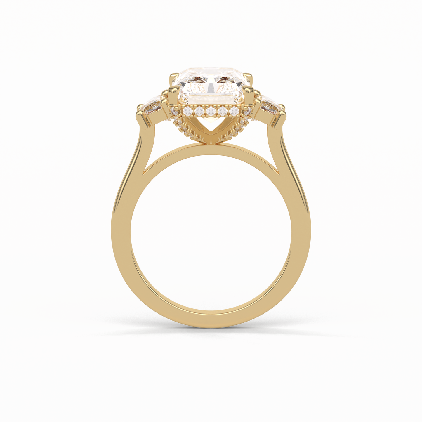 Radiant Three Stones Lab Grown Diamond Engagement Ring