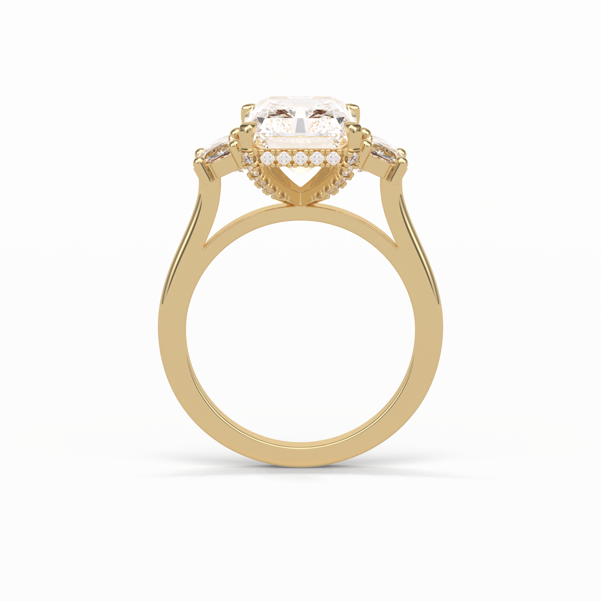Radiant Three Stones Lab Grown Diamond Engagement Ring