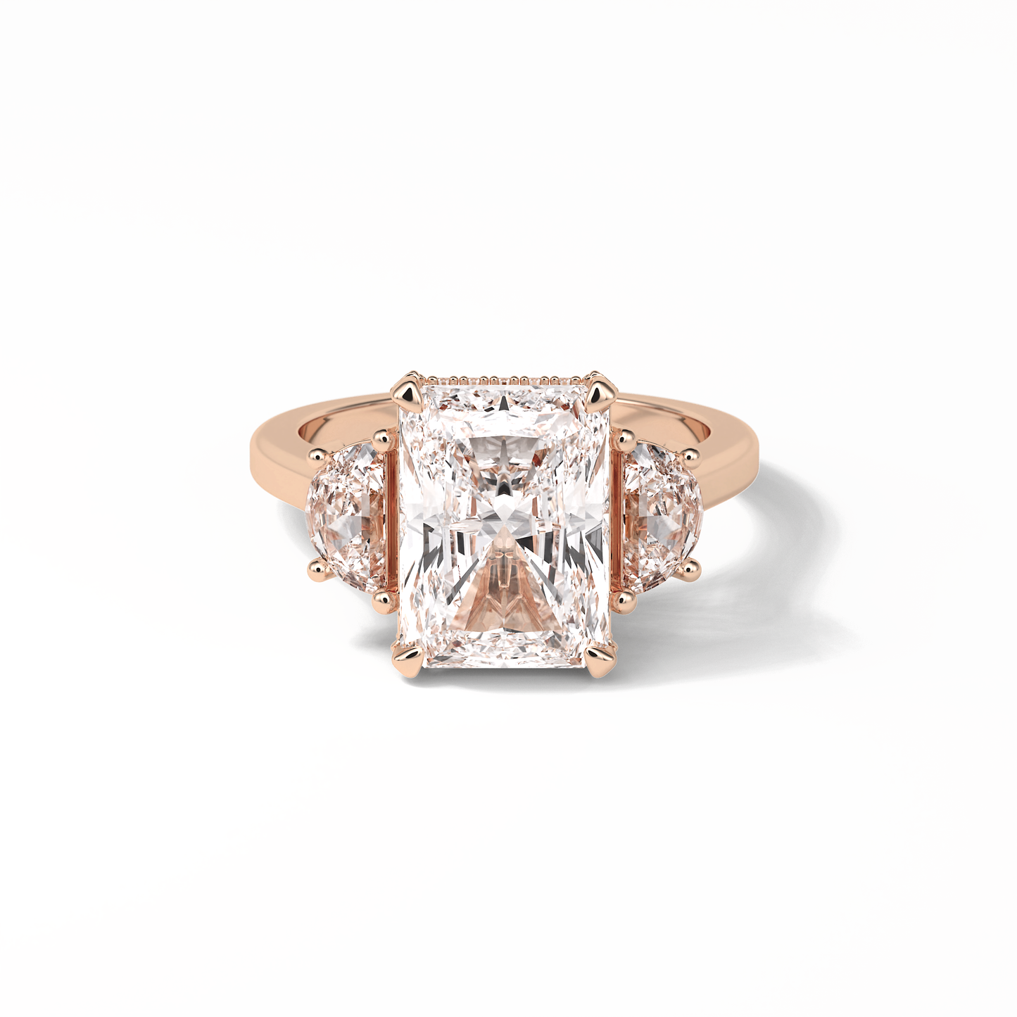Radiant Three Stones Lab Grown Diamond Engagement Ring
