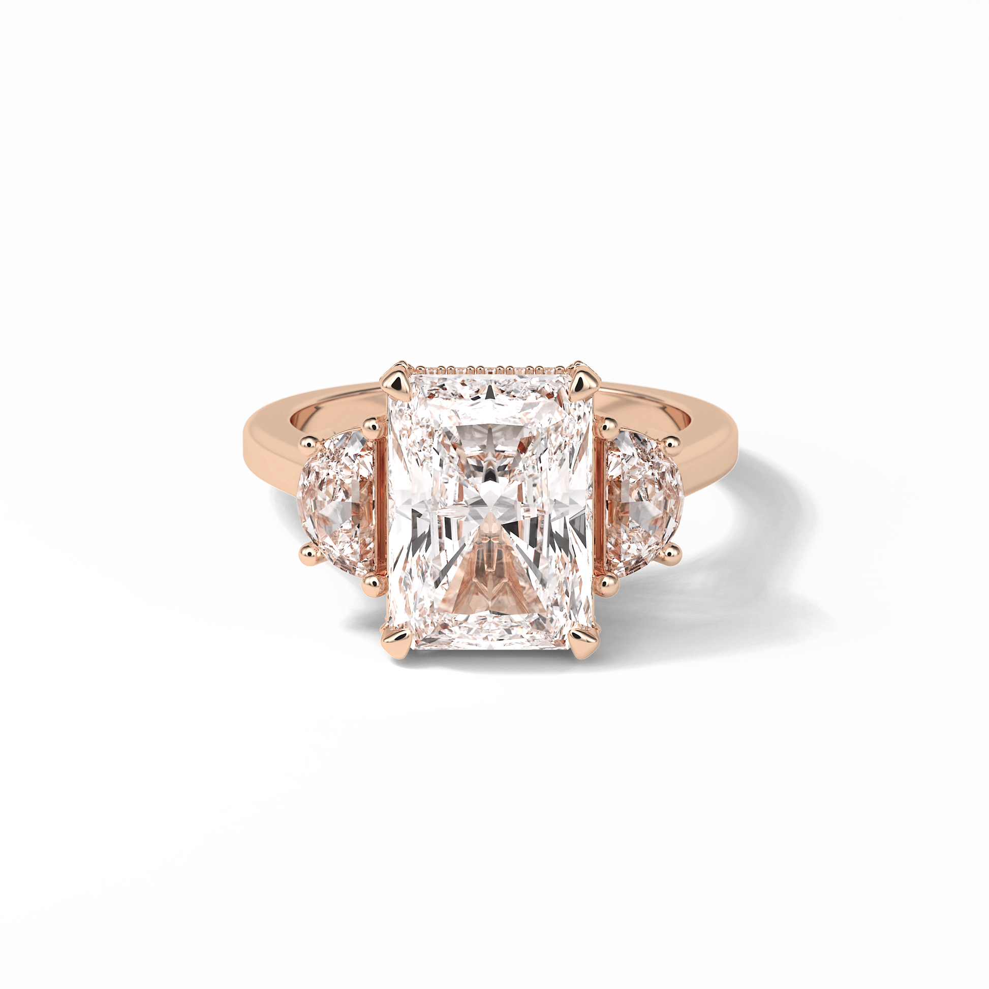 Radiant Three Stones Lab Grown Diamond Engagement Ring