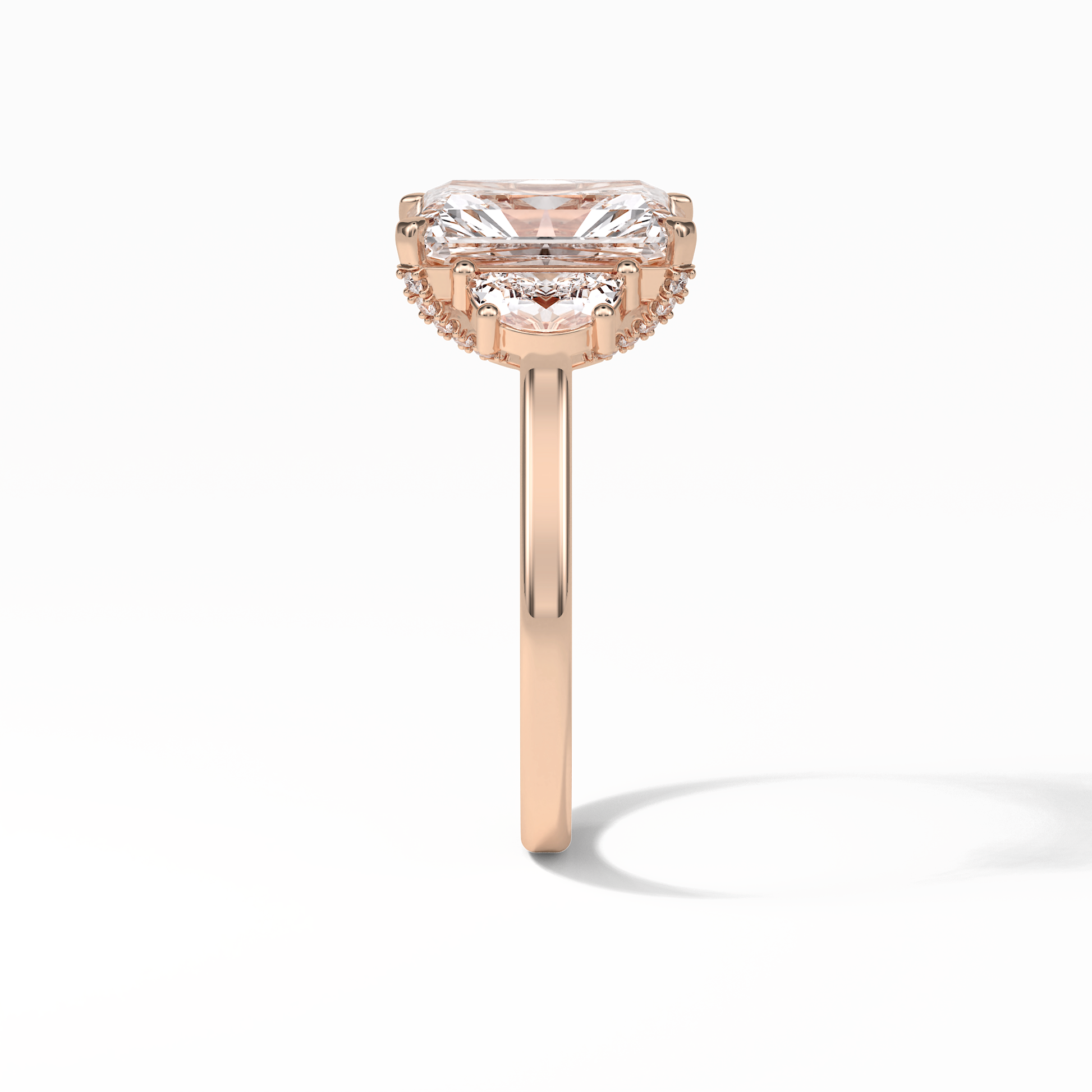 Radiant Three Stones Lab Grown Diamond Engagement Ring