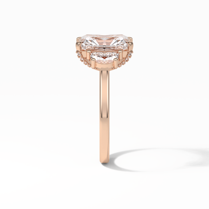 Radiant Three Stones Lab Grown Diamond Engagement Ring