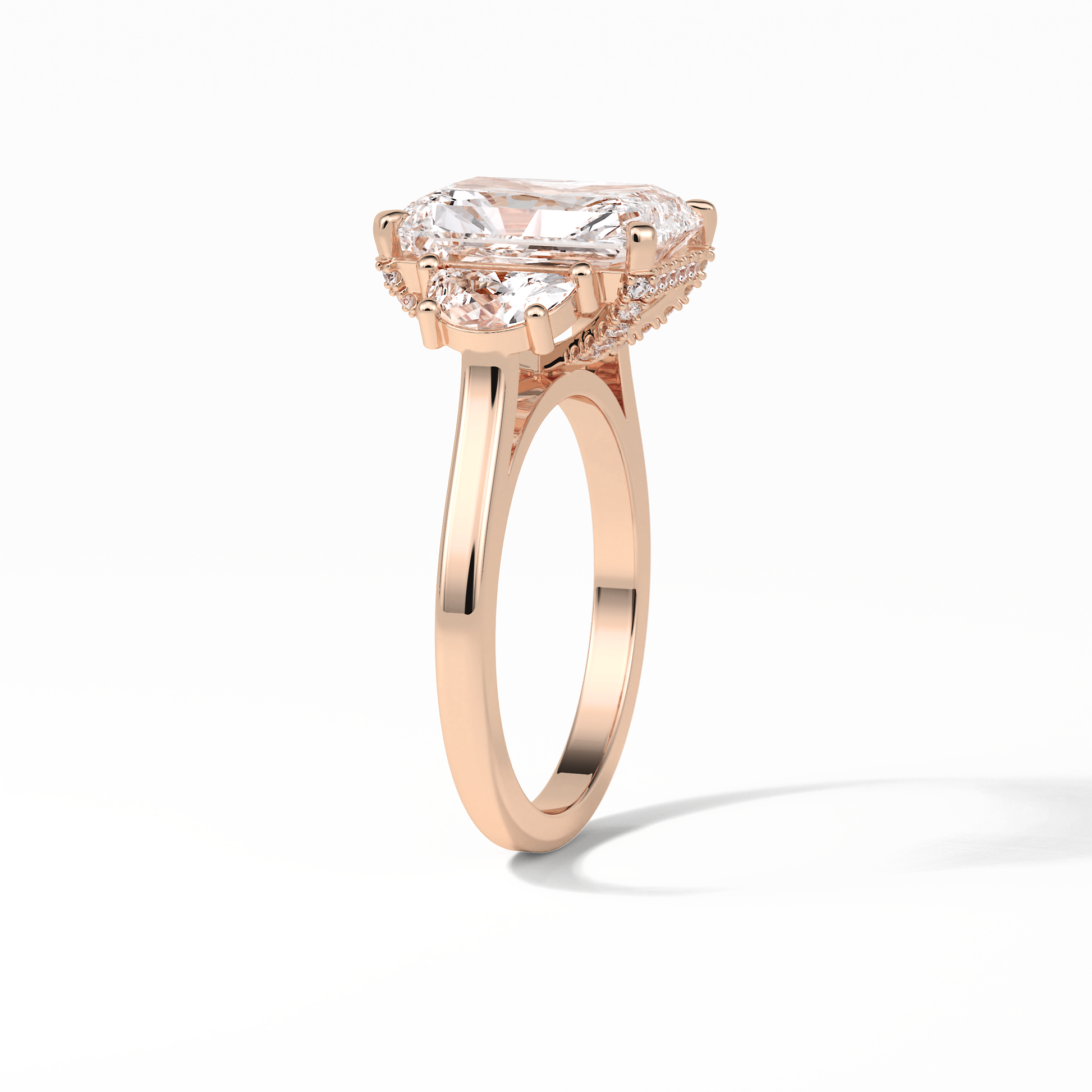 Radiant Three Stones Lab Grown Diamond Engagement Ring