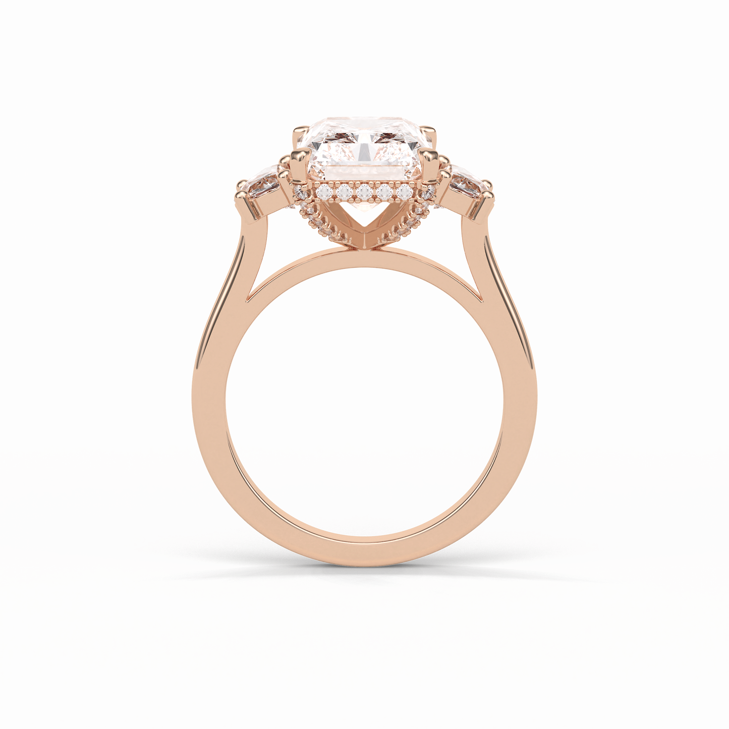Radiant Three Stones Lab Grown Diamond Engagement Ring