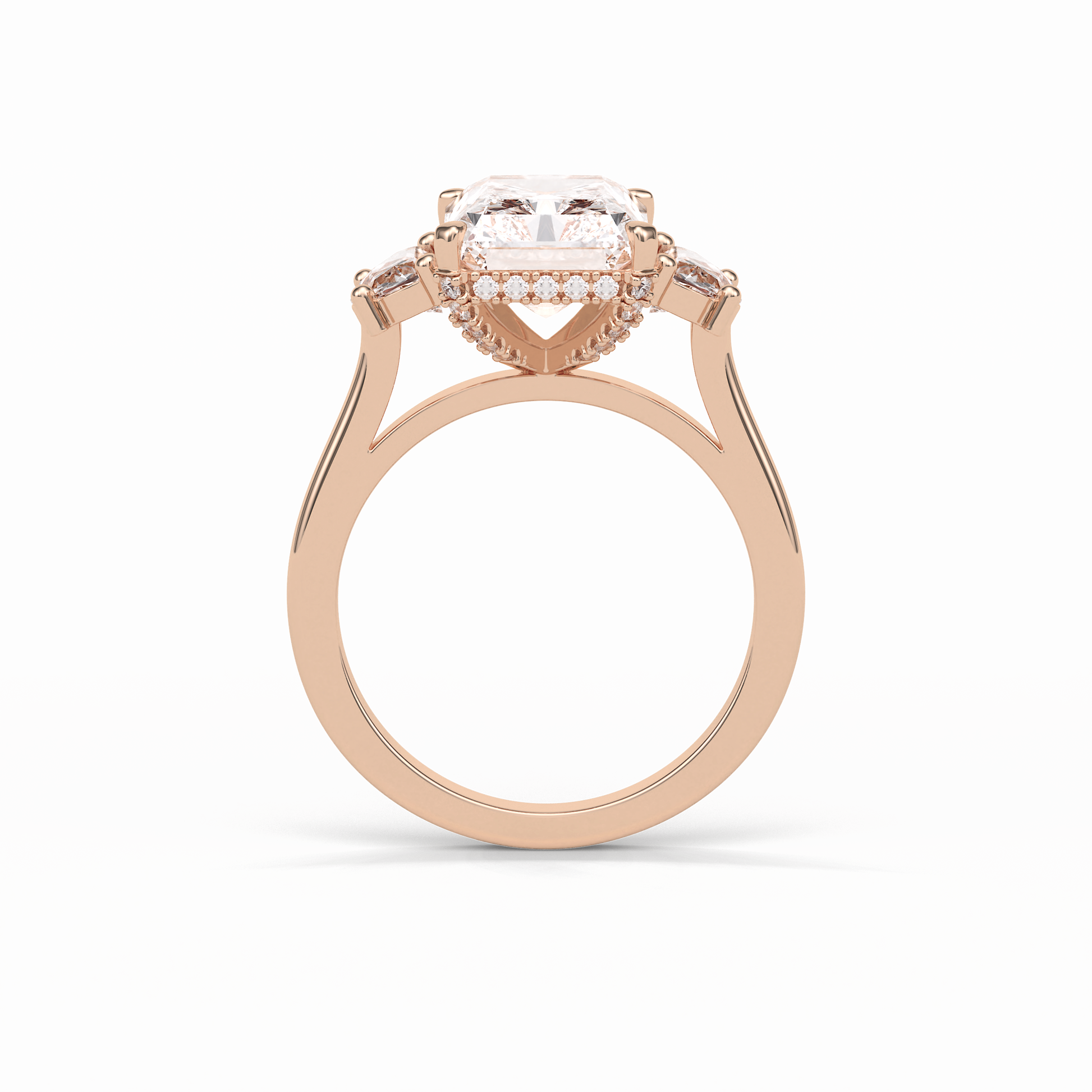 Radiant Three Stones Lab Grown Diamond Engagement Ring