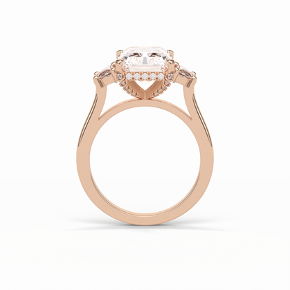 Radiant Three Stones Lab Grown Diamond Engagement Ring