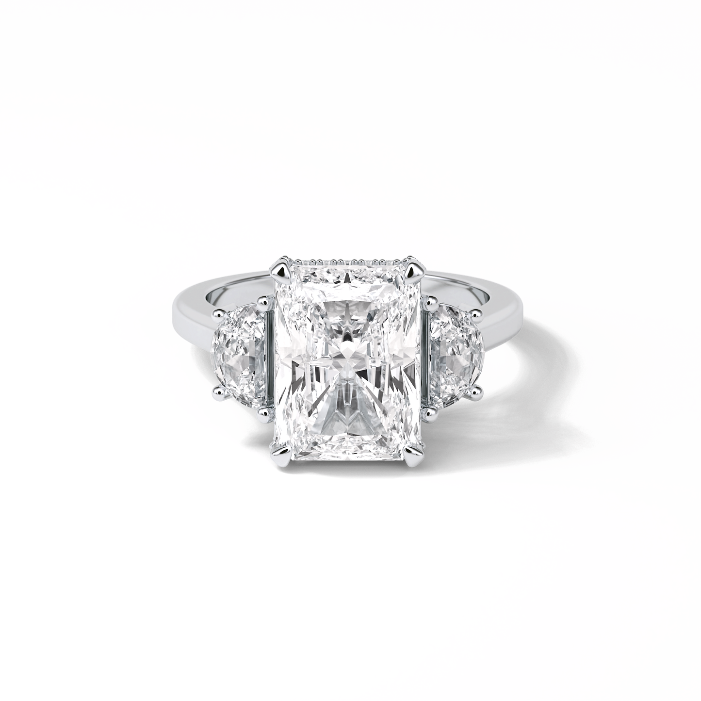 Radiant Three Stones Lab Grown Diamond Engagement Ring