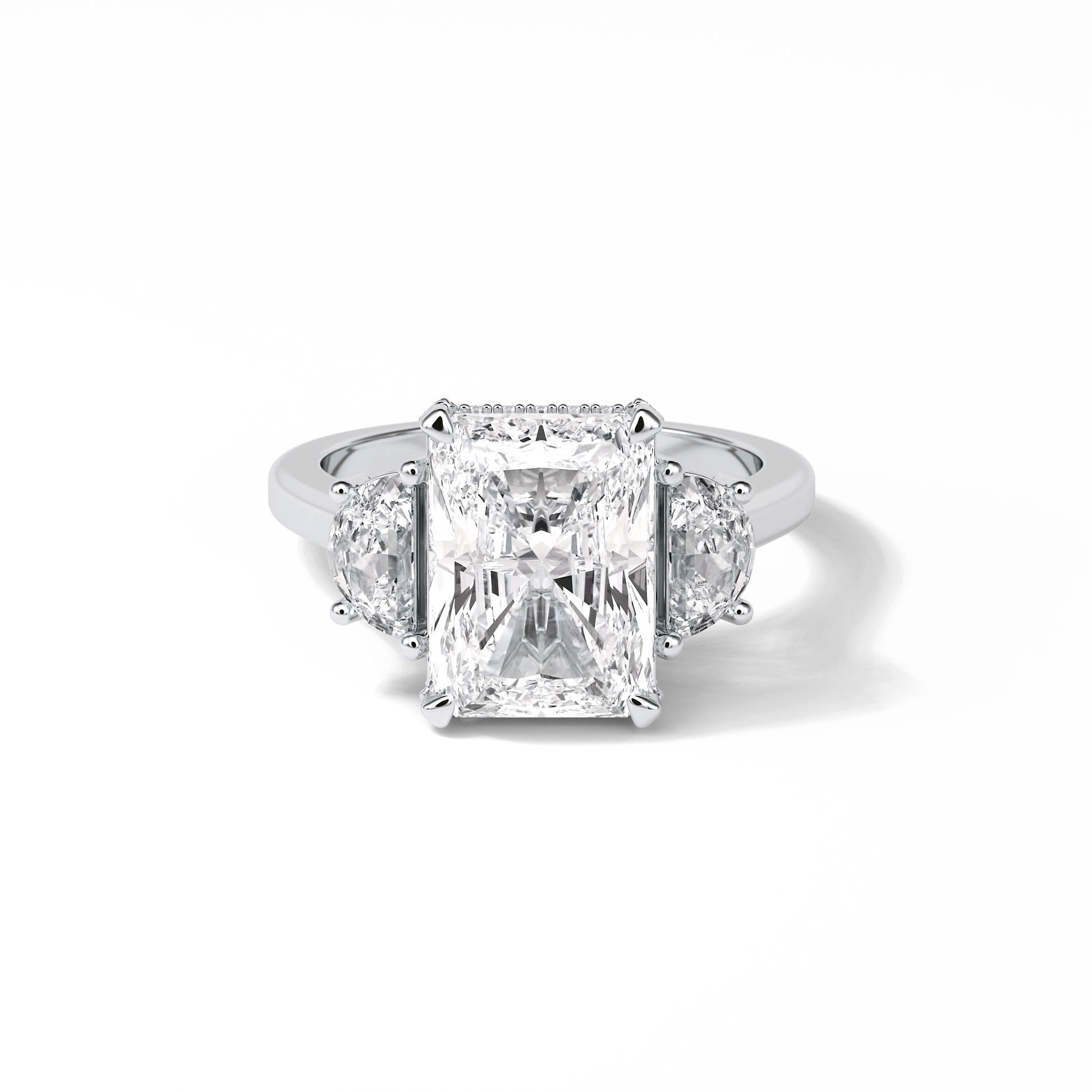 Radiant Three Stones Lab Grown Diamond Engagement Ring