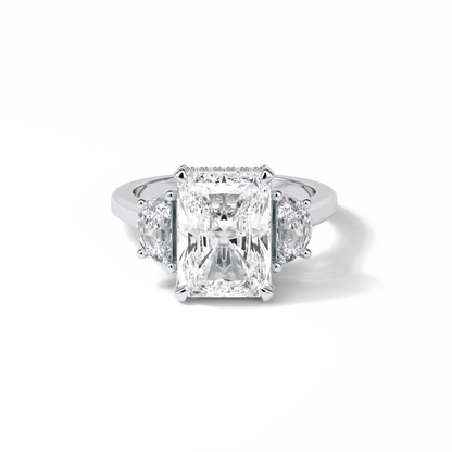 Radiant Three Stones Lab Grown Diamond Engagement Ring