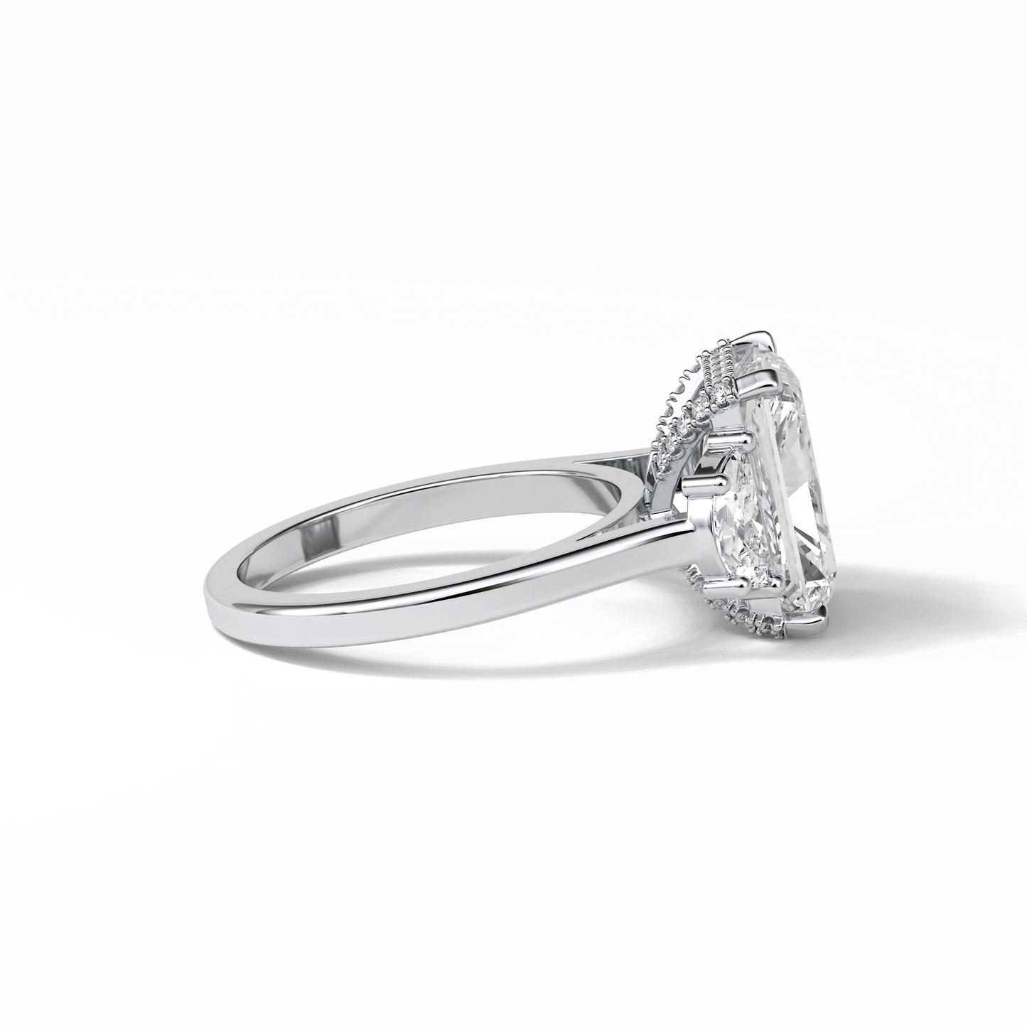 Radiant Three Stones Lab Grown Diamond Engagement Ring