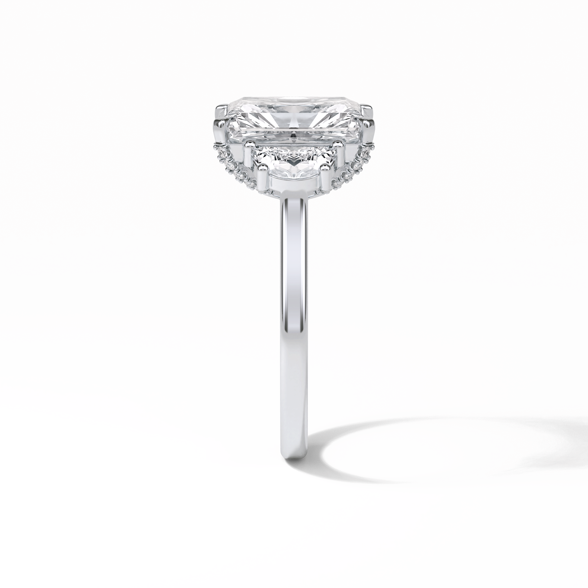 Radiant Three Stones Lab Grown Diamond Engagement Ring