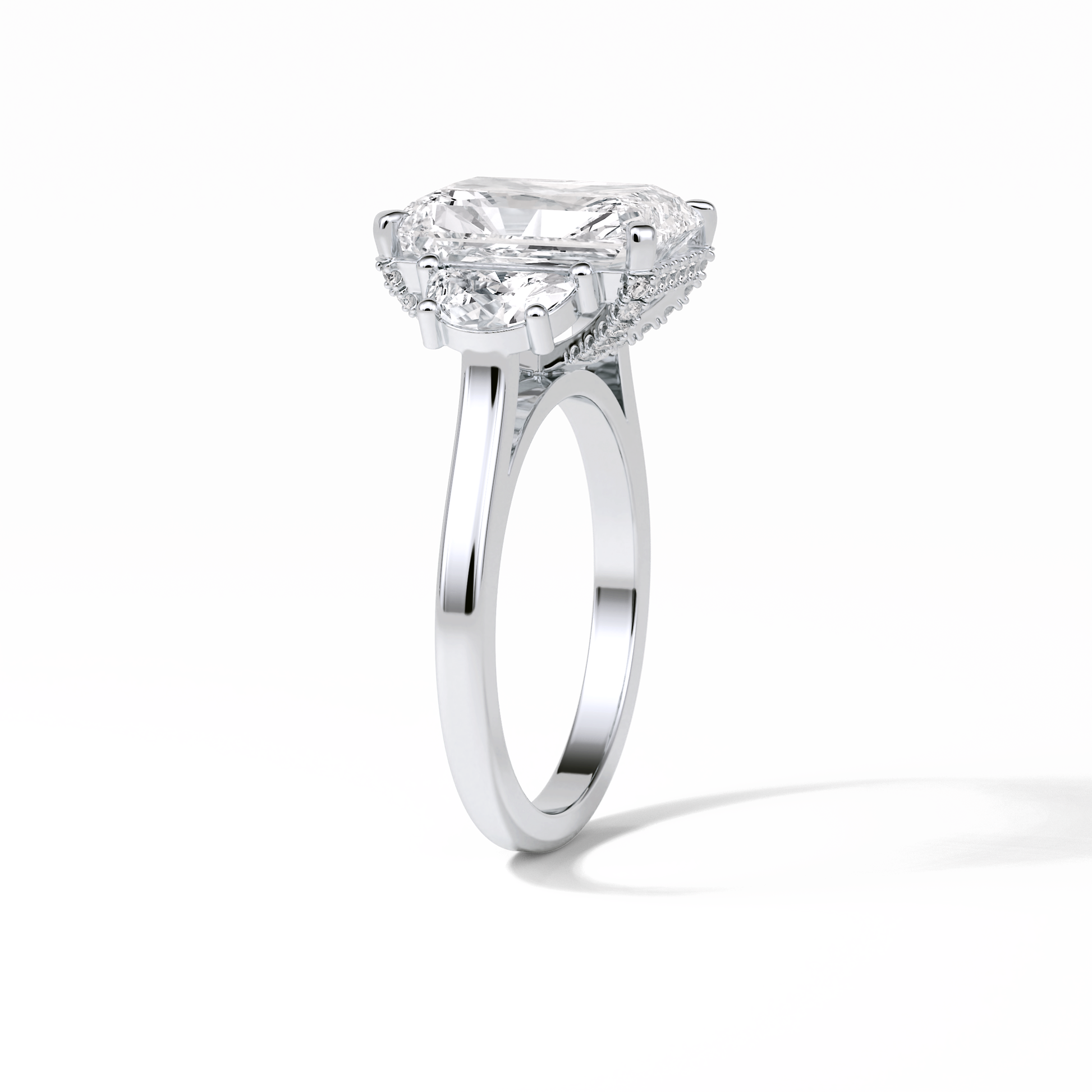 Radiant Three Stones Lab Grown Diamond Engagement Ring