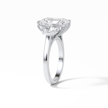 Radiant Three Stones Lab Grown Diamond Engagement Ring
