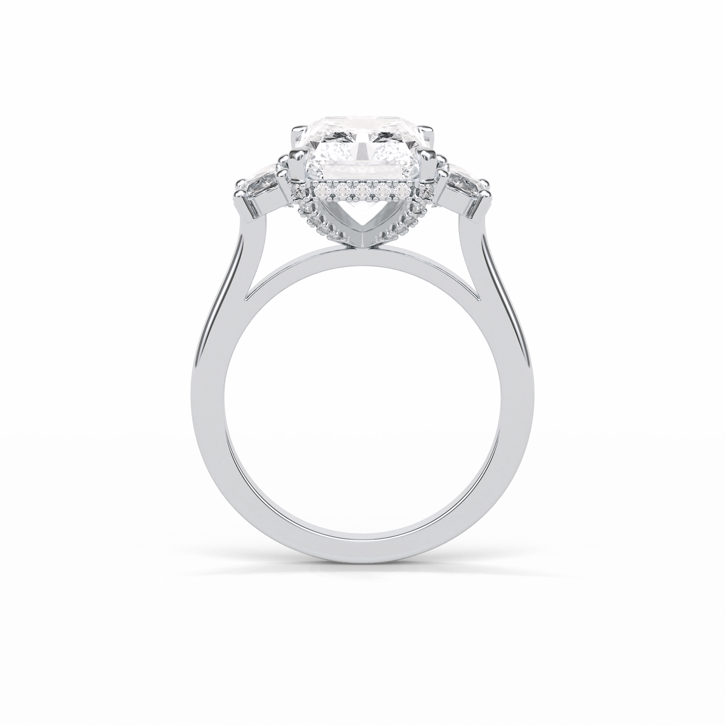 Radiant Three Stones Lab Grown Diamond Engagement Ring