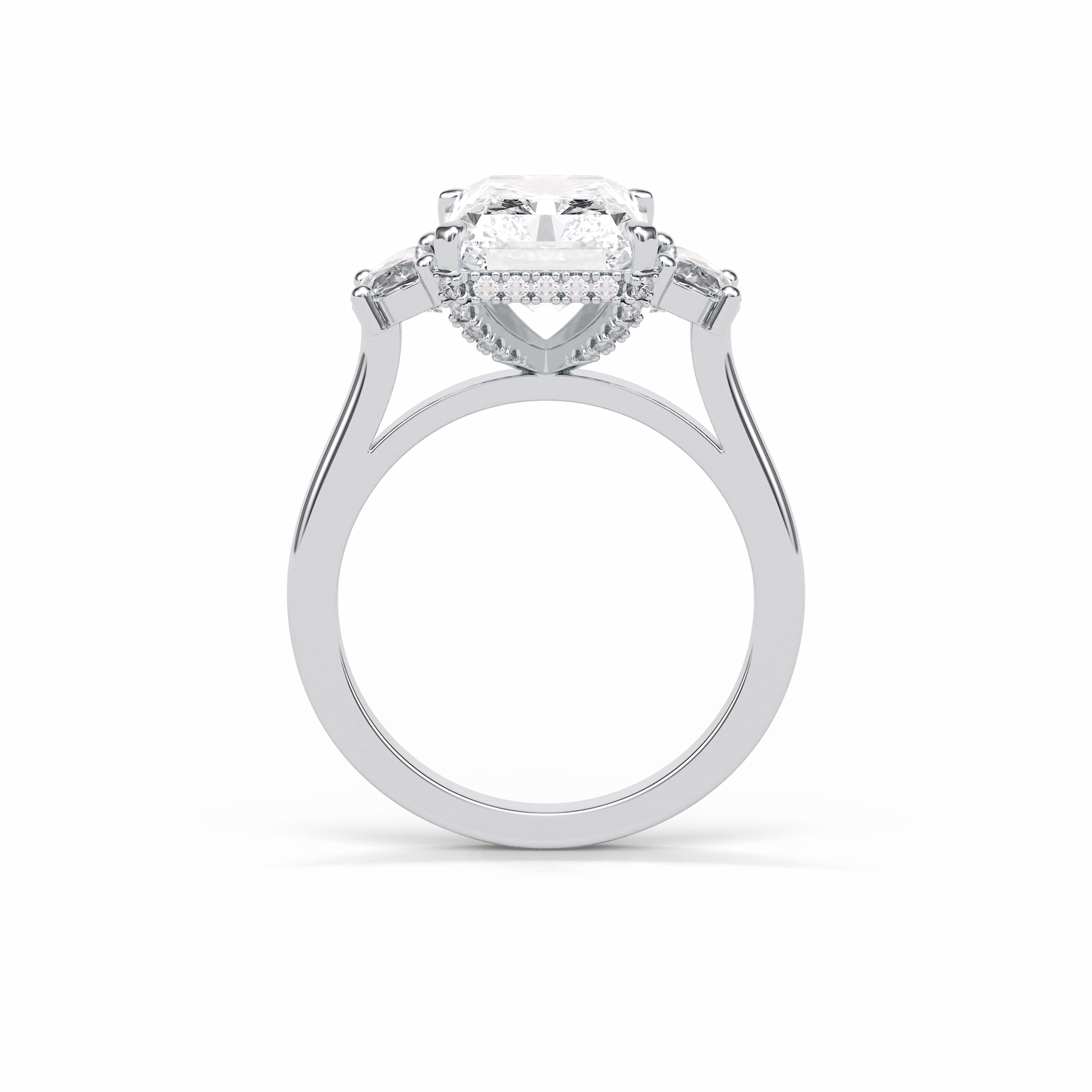 Radiant Three Stones Lab Grown Diamond Engagement Ring