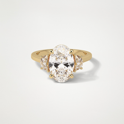 Oval Three Stones Lab Grown Diamond Engagement Ring