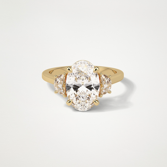 Oval Three Stones Lab Grown Diamond Engagement Ring